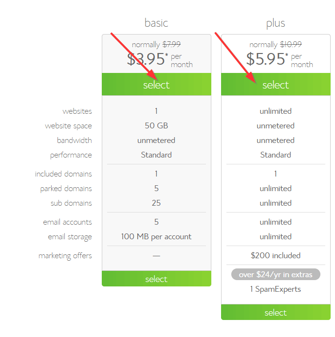 bluehost hosting options