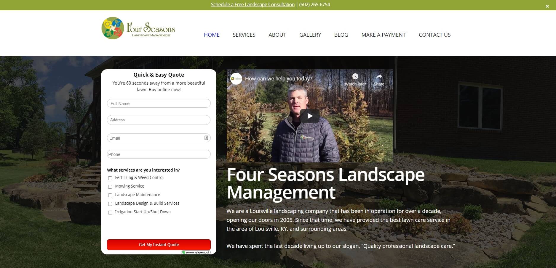four seasons landscape management website